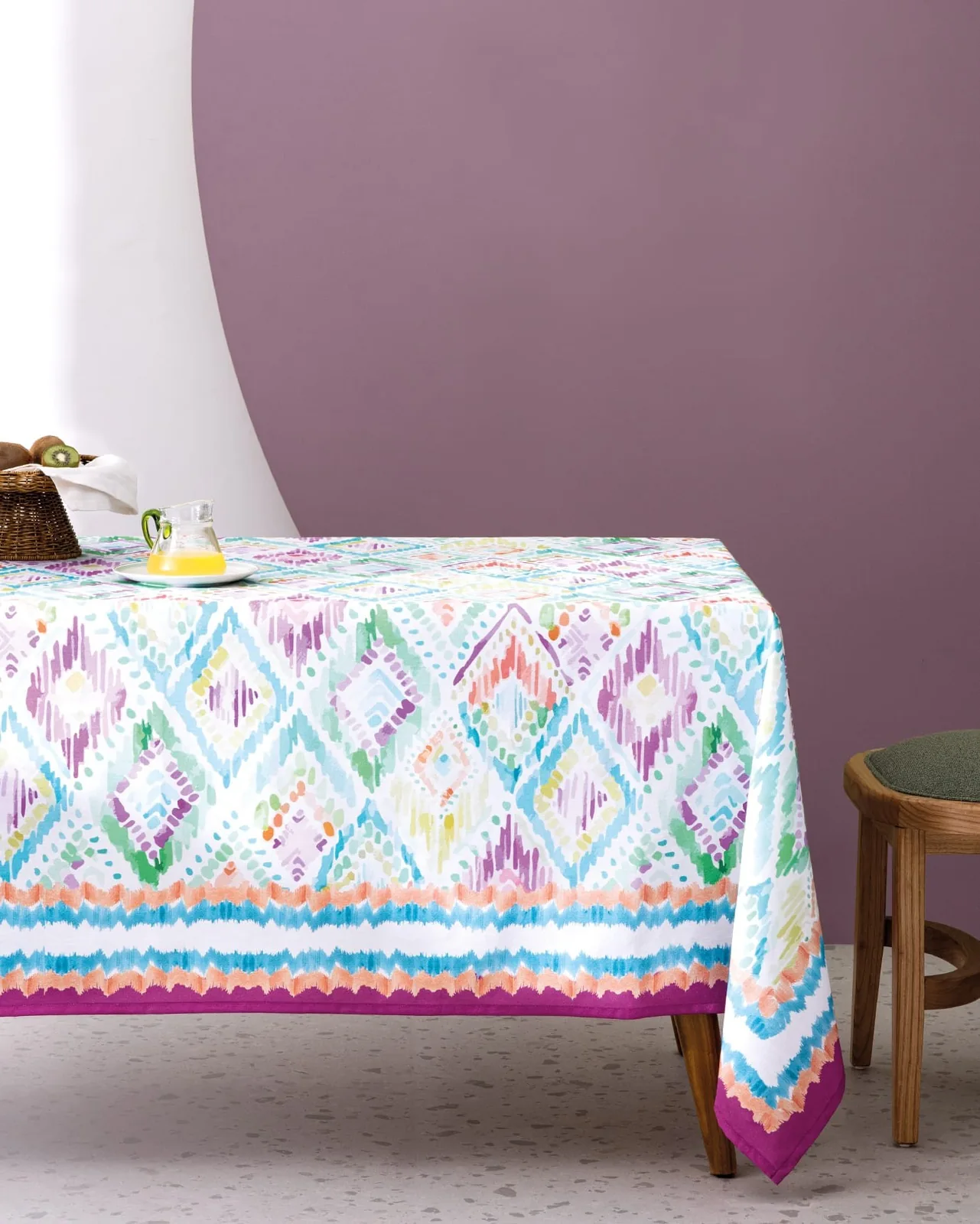 Nivelle Polycotton Masa Örtüsü - Mor/Mavi - 150x200 cm