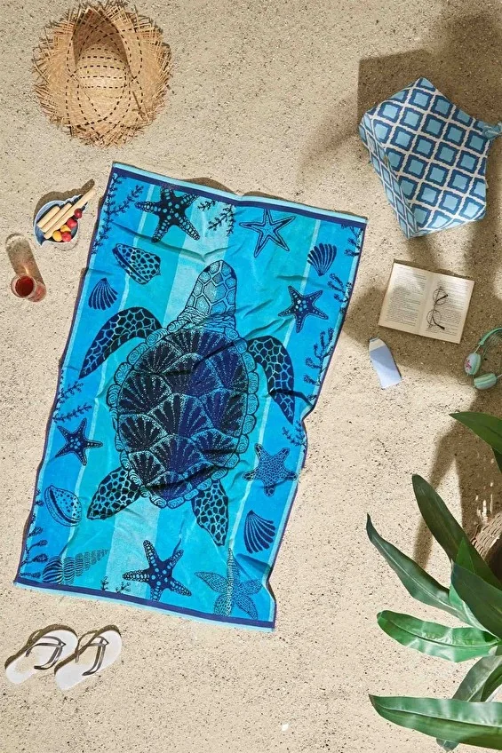 Sunwave Blue Turtle Plaj Havlu 90x150 cm