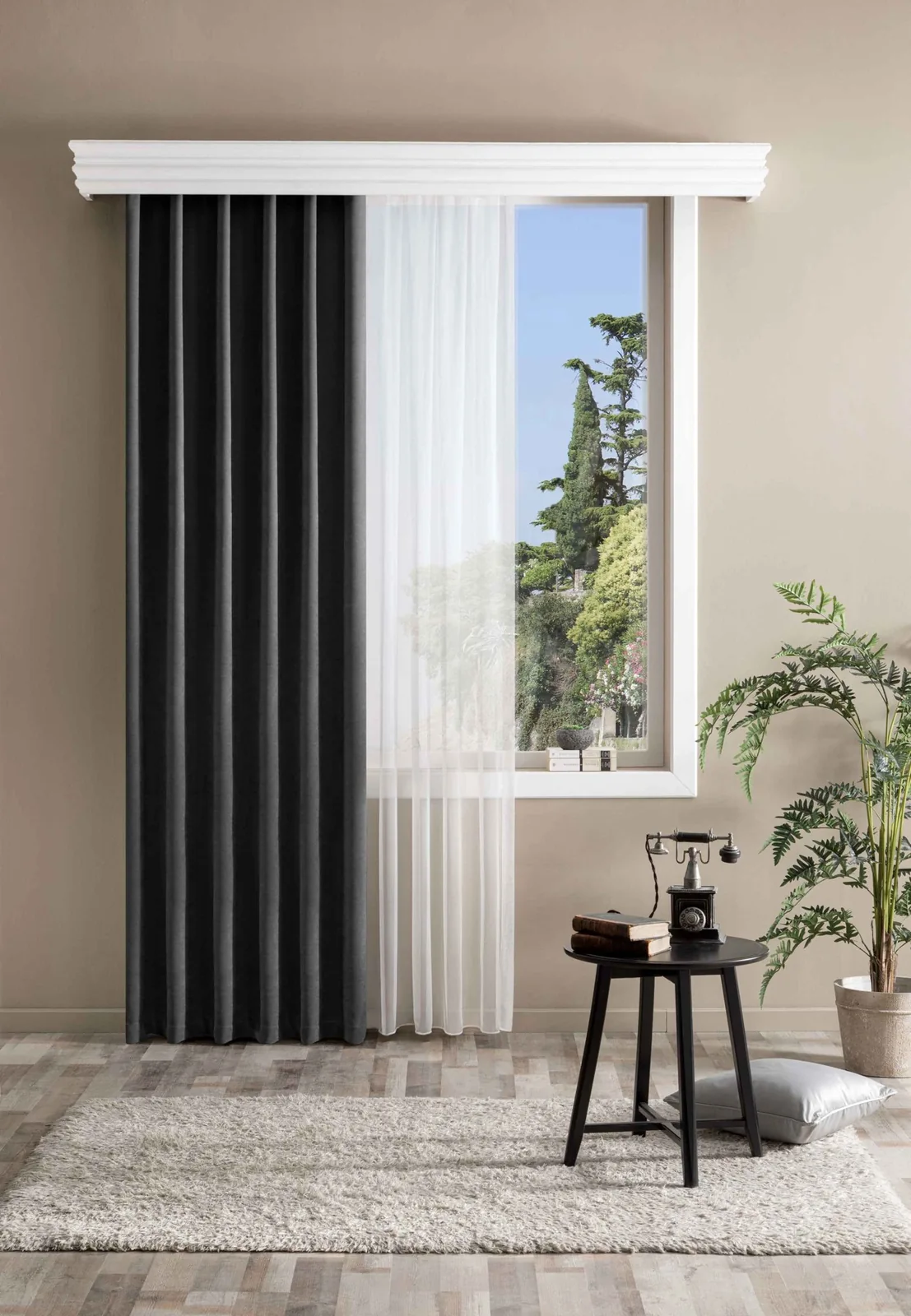 Bright Hazır Fon Perde Antrasit 150x260 cm