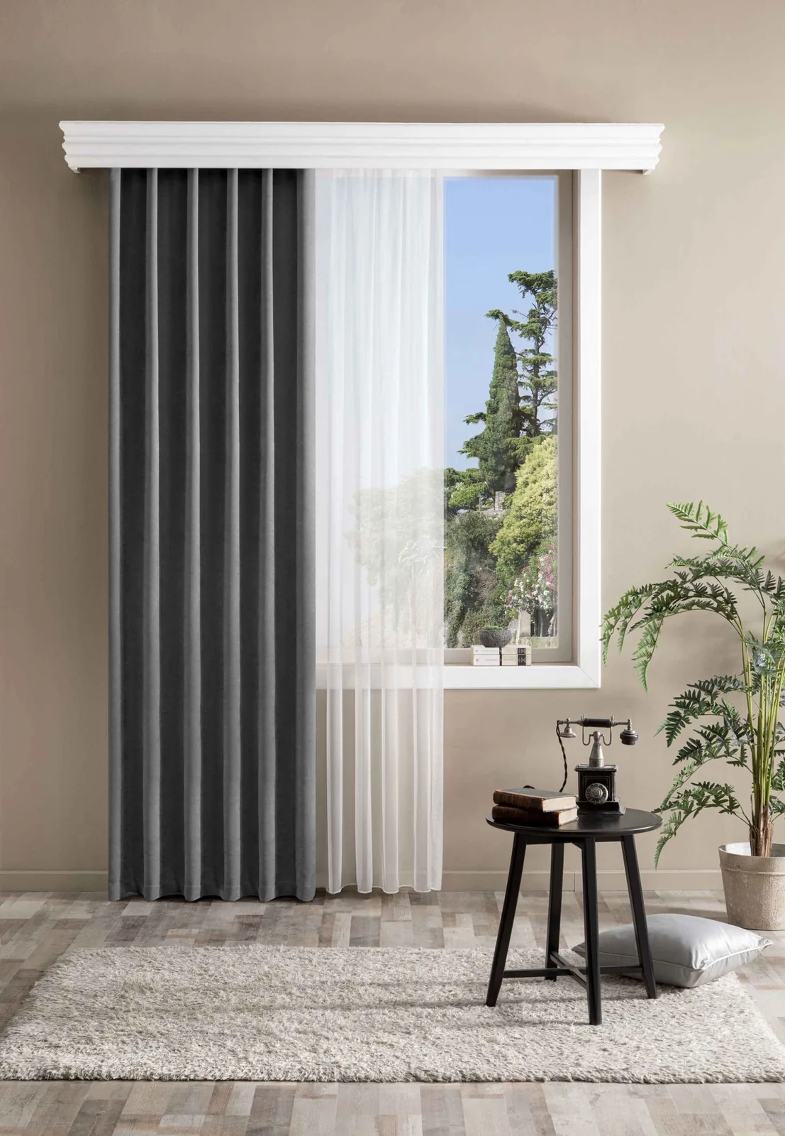 Bright Hazır Fon Perde Koyu Gri 150x260 cm